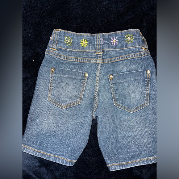 Route 66 Blue Denim Shorts with Floral Embroidery - Picture 4 of 4